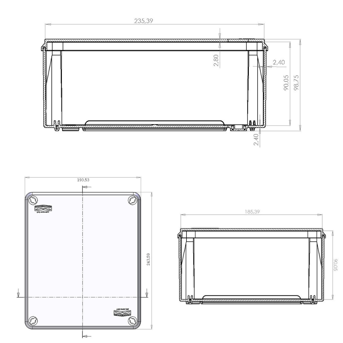 Caixa Multibox 235x185x90MM Branca IP66 - Schuhmacher Materiais